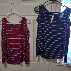 2 shoulder cut out tops size medium